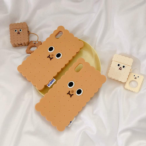 UnnFiko 3D Cute Cookie Case for iPhone 11, Creative Soft Gel Rubber Protection Cover with Ring Holder