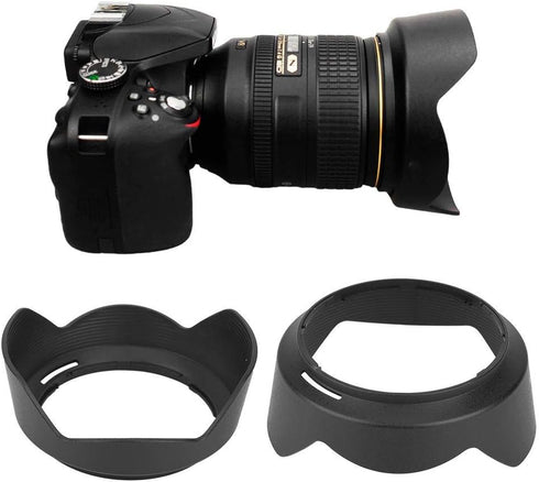 HB-53 Black Plastic Camera Lens Hood for Nikon AF-S 24-120mm f/4G ED VR Lenses