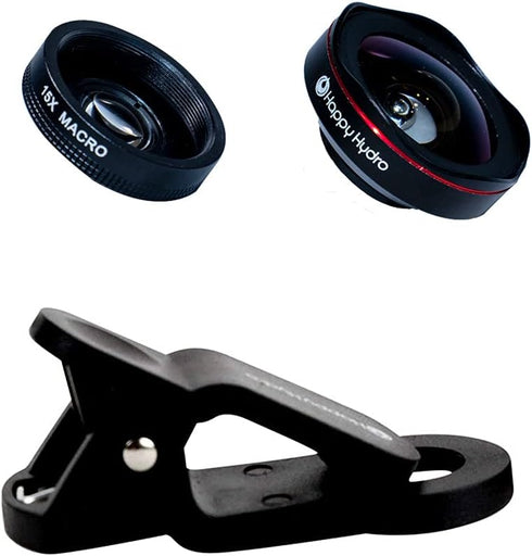 Happy Hydro - Nug Shot Clip On Macro Lens Kit - Includes Macro and Wide Angle Lenses - Compatible with iPhone