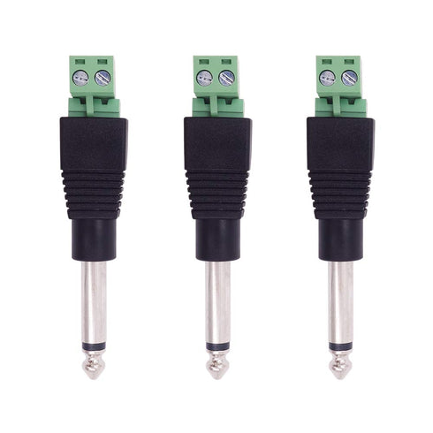 Fancasee (3 Pack 6.35mm Replacement Repair Plug Jack TS 2 Pole Mono Male Plug 1/4" 6.35mm Solderless Terminal for Microphone Speaker Audio Cable Repair