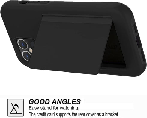 Asuwish Samsung Galaxy S21 Plus Case, Black Cover with Tempered Glass Screen Protector & Credit Card Holder