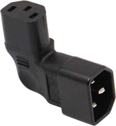 WYMECT 2-Pack C14 C13 Left Angle IEC to Power Adapter PDU Plug for LCD Wall Mount TV