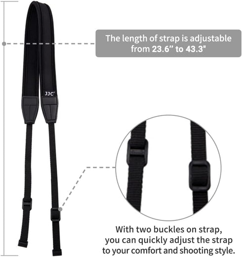 JJC Soft Neck Shoulder Strap for Sony ZV-E10 A6000 A6100 A6300 A6400 A6500 A6600, Fuji X-T5 X-T30 X-T20 X-T4 X-T3 X100V
