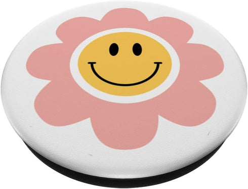 Yellow Smile Face Cute Daisy Groovy 70s PopSockets Standard PopGrip