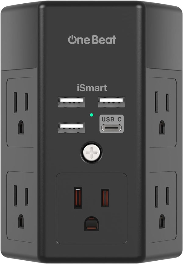Surge Protector, 5 Outlets Extender with 4 USB Ports, 1800J Power Strip Multi Plug Outlet Expander, Black
