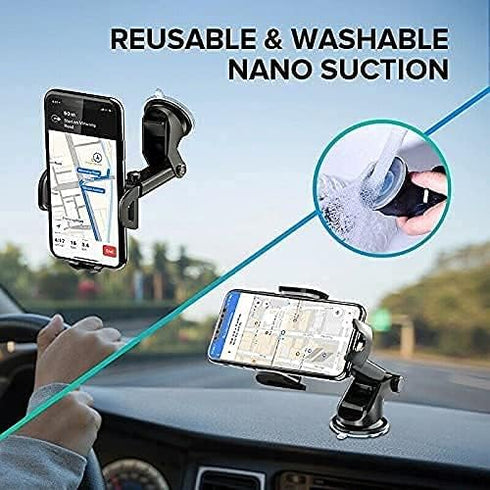 LEEMASING 360 Universal Phone Holder Adjustable Windshield Dashboard Sticky Pad Stand Car Mount Strong Suction