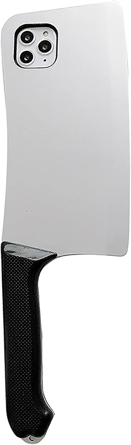 iPhone 15 Creative Cute Kitchen Knife Case, White Anti-Drop Protection, Fun Silicone Design