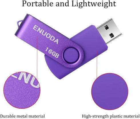 ENUODA 16GB 2 Pack 16GB 2.0 Flash Drive Thumb Drives USB Memory Stick Jump Drive Pen Drive for Storage and Backup (Blue