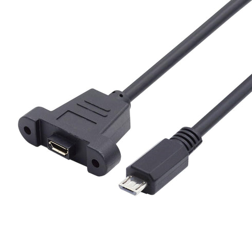 cablecc Micro USB 5Pin Male to Female Extension Panel Mount Type Cable, 50cm