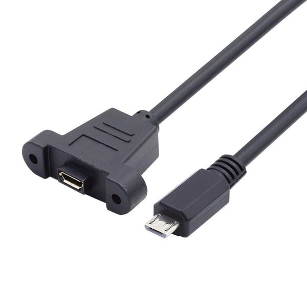 cablecc Micro USB 5Pin Male to Female Extension Panel Mount Type Cable, 50cm
