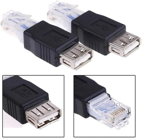 Hididi 2 Pack RJ45 RJ45 Ethernet to USB Adapter, Ethernet Male to USB Female Converter, USB to Connector for ADSL
