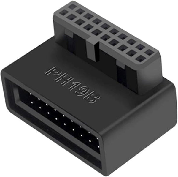 USB 3.0 90 Degree Motherboard Adapter, 19 Pin/20 Pin Male to Female Extension Adapter L Turn Right Angle Socket for