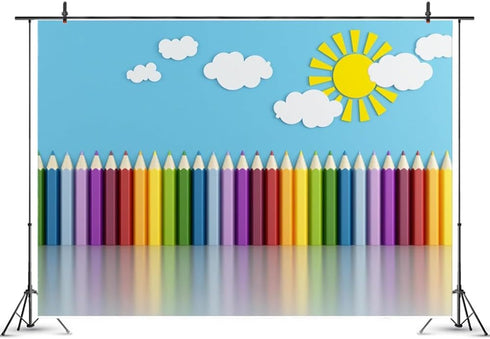 Action Bloom 9x6ft Colorful Pencils Backdrop Abstract Rainbow Pencil Photography Background for Children Drawing