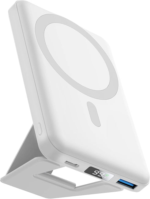AOGUERBE for Magsafe Power Bank, 10000mAh Foldable Wireless Portable Charger with LED Display,