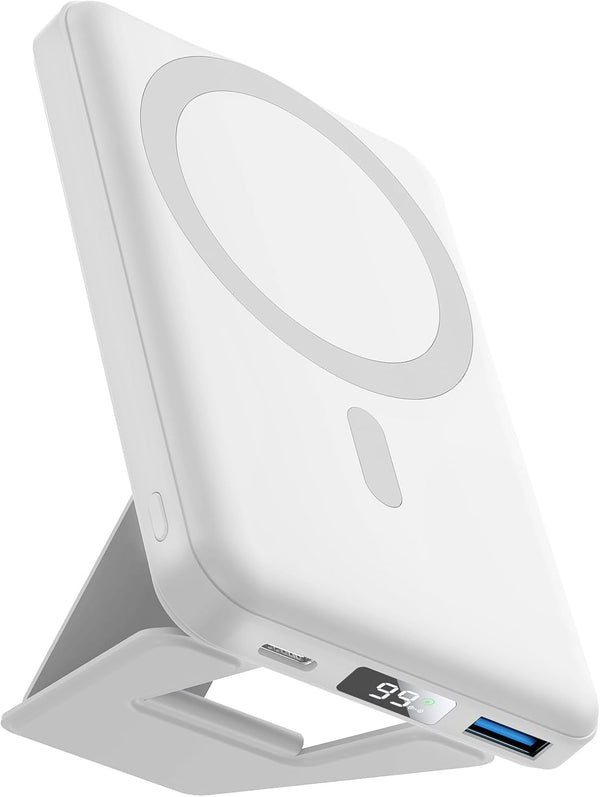 AOGUERBE for Magsafe Power Bank, 10000mAh Foldable Wireless Portable Charger with LED Display,