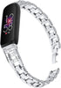 Adjustable Metal Band for Compatible Inspire 3 Smartwatch, Bling Crystal Rhinestone Bracelet Wrist Strap for Women