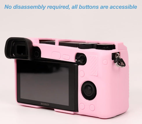 Pocoukate Case for Sony Alpha A6400, A6300, A6100, Soft Silicone Protective Cover Skin with Screen Protector