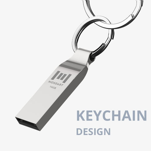 MOSDART 16GB FAT32 USB 2.0 Flash Drive - Waterproof Metal Thumb Drive with Keychain for Storage and Backup
