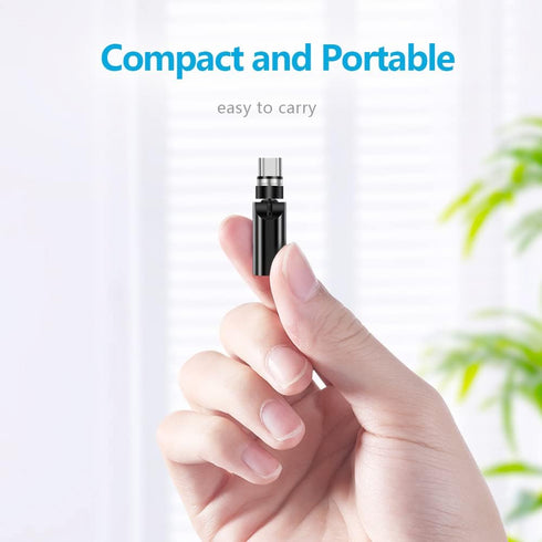 2 Pack Magnetic USB C Adapter, 540 Degree Rotation 3 in 1 USB C Magnetic Adapter QC 3.0 Fast Charging, Black