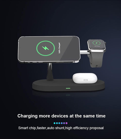 5 in 1 Magnetic Wireless Charging Stand, 15W Fast Mag-Safe Charging Station for iPhone 15/14/13/12 Series, iWatch,
