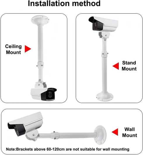 Security Camera Mounting Bracket Extender Pole I-Type, 30-60cm Adjustable Ceiling Mount for CCTV IP Camera