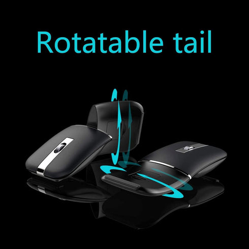 WFB Bluetooth Wireless Mouse for Laptop, Foldable Arc 180° Rotating Silent Click Portable Curved Computer Mice for