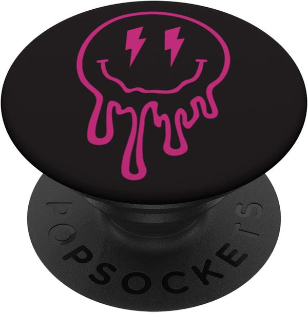 Hot Pink Melting Smile Face Design PopSockets Swappable PopGrip
