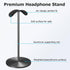Headphone Holder Stand for Desk, Gaming Headset Stand with Solid Heavy Base, Hook for All Headphone Sizes, Gaming Desk Accessories, Easy to Install, Modern Black