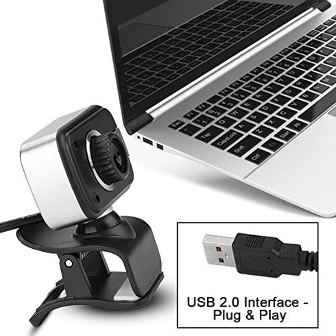 Zerone 640 480/0.3Mp 360 30 Webcam with Microphone, x USB Camera with Clamp Mount Support Rotation and Vertical