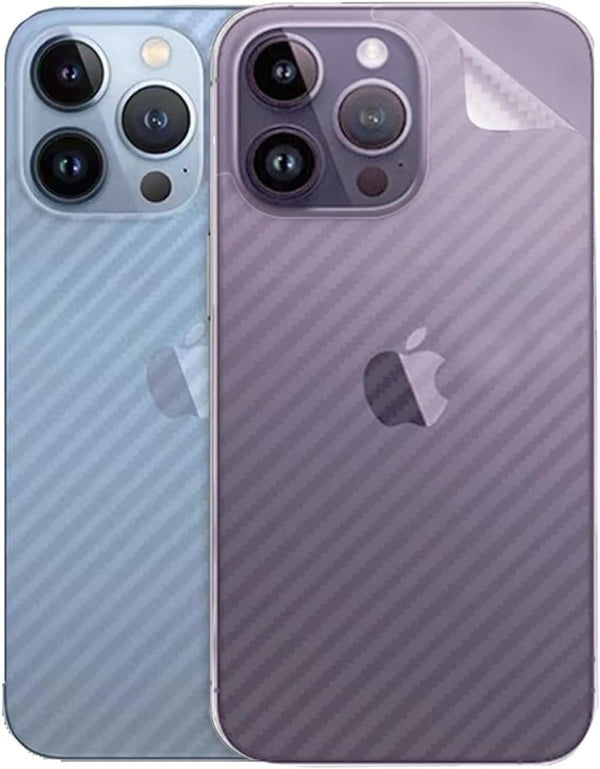 3D Carbon Fiber Ultra Thin Back Screen Protector for iPhone 14 Pro Max, 2 Packs, Transparent