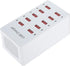 USB Charger 10-Ports, USB Charging Station for Multiple Devices, Power Hub Strip, Smart Plug Charging Dock for iPhone