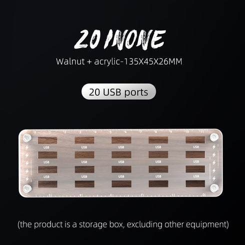 FEIFANZHE 20 Case-F02MY-U Walnut Wooden Memory Case and Storage Box - USB Slots Holder Desk, Flash Disk Protection Box