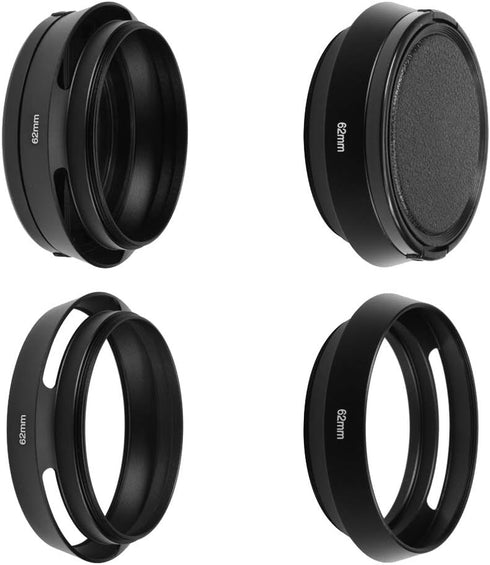 SIOTI 62mm Lens Hood, Matte Treatment Inside, Aluminum Material, Compatible with All Camera Lens S/C/N/F/O/P etc.(62mm)