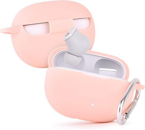 AIRSPO Silicone Case for Beats Studio Buds, Soft Protective Cover with Keychain, 2021, Pink