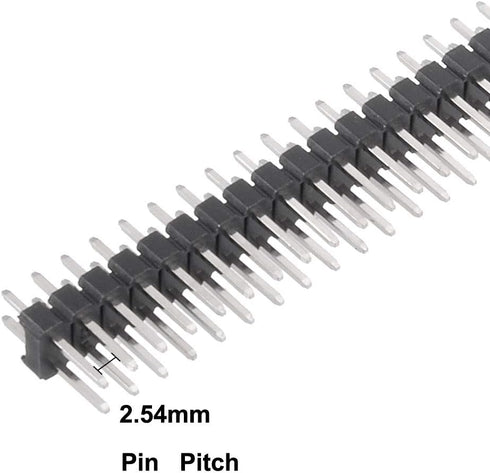 uxcell 20Pcs 2.54mm Pitch 40-Pin Double Row Straight Connector Pin Header Strip, 12mm Length for Prototype Shield