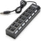 7-Port USB Hub, Black with ON/Off Switch