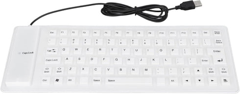 Roll-up Silicone Keyboard, Waterproof and Flexible USB Wired Keyboard, Lightweight Portable 85 Keys (White)