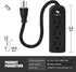 Power Strip 3 Prong Outlet, Slim Black 3 Grounded Outlets, Heavy Duty Extension Cord, No Surge Protector
