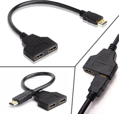 Flsazrx 1 2 1 2 Hdmi Splitter in Out Adapter Cable -HDMI Splitter Male to Dual HDMI Female to Way for HD, LED, LCD, TV