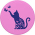 Floral Cat Pink Phone Holder, Flowers Black Cats Lovers PopSockets Swappable PopGrip