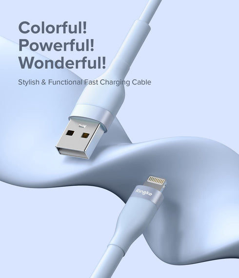 Ringke USB A to Lightning Charger Cable (2M / 6.56 FT) for Fast Charging, High Speed Data Transfer, Compatible with