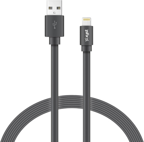 XYS-L4204F Charge and Sync USB to Lightning Flat Cable - 4 Ft. (Black)