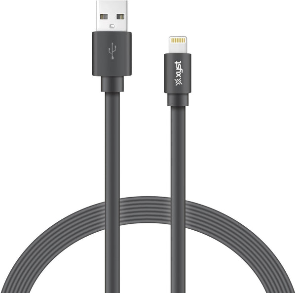XYS-L4204F Charge and Sync USB to Lightning Flat Cable - 4 Ft. (Black)