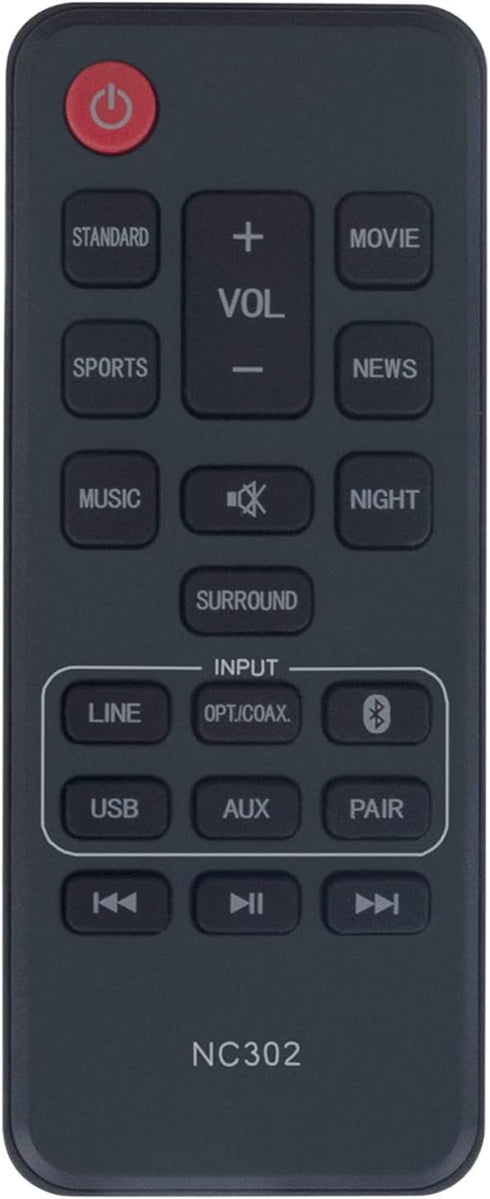 NC302UH NC302 RTNC302UH Replacement Remote Control for Sanyo Soundbar 2.1ch Sound Bar Speaker System FWSB426FA FWSB426F