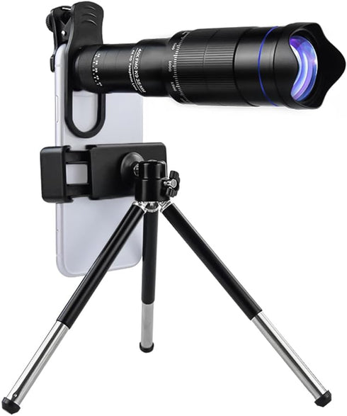 Andoer 40X Mobile Phone Telephoto Lens Kit with Clip, Mini Tripod, Remote Shutter for Hiking, Camping, Wildlife