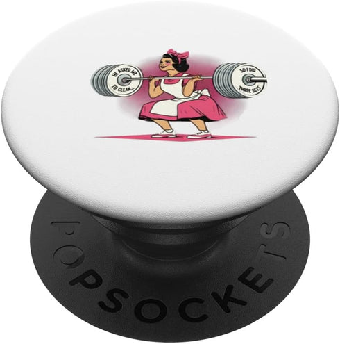 Funny Weightlifting Quote Retro Pun Clean Lifting Exercise PopSockets Standard PopGrip