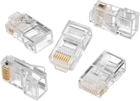 Cmple Cat5e Connectors RJ45 Modular Plugs - 100 Pack for Solid Network Ethernet Cable