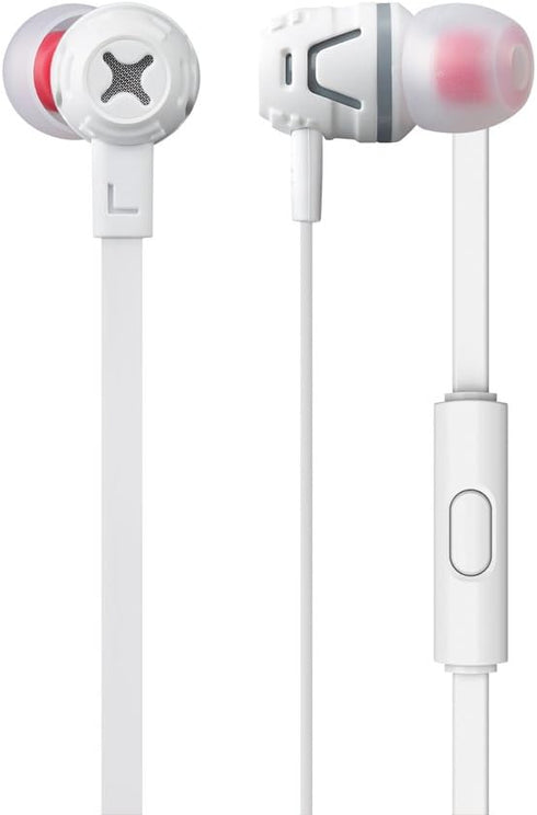 Phiaton C450S Wired Earbuds Headphones with Microphone and Controller, Extreme Bass, In Ear, White