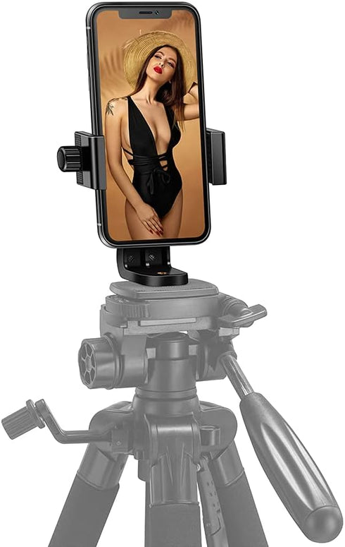 Phone Tripod Mount Adapter, Universal Cell Phone Holder, Fits Any Smartphone, Rotating Vertical and Horizontal