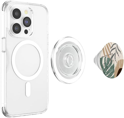 Tropical Botanical PopSockets MagSafe PopGrip - Beige Brown Exotic Minimalist Abstract for iPhone